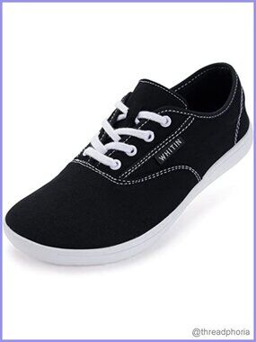 Women's Canvas Minimalist Barefoot Shoes Zero Drop Sole Casual Sneaker Wide Toe